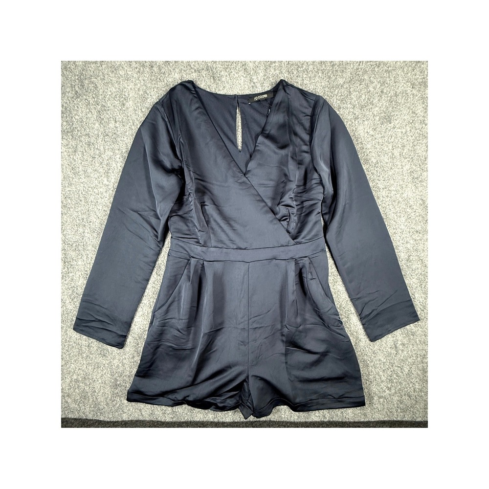 19 Cooper Womens Small Navy Blue Long Sleeve‎ Wrap Romper NWT